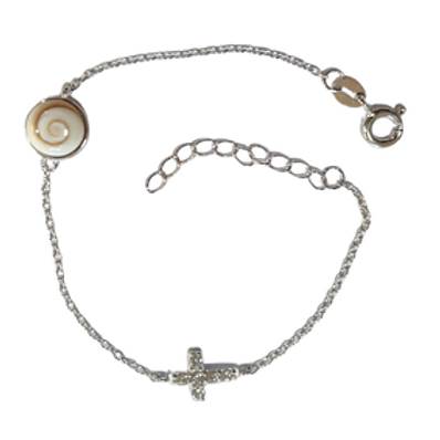 Bracelet Argent Croix Et Œil De Sainte Lucie