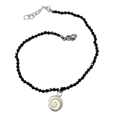 Bracelet Noir Et Breloque Œil De Sainte Lucie En Acier