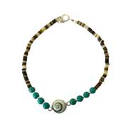 Bracelet Minorquine Marron Et Turquoise Avec il De Sainte Lucie