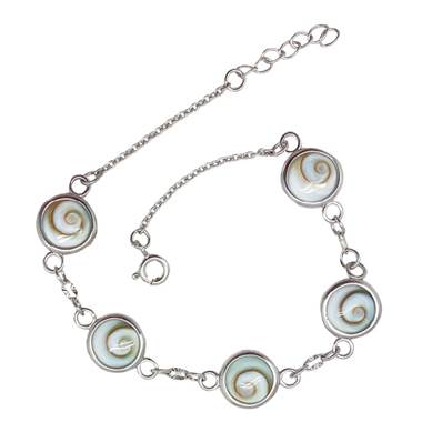 Bracelet Argent Œil De Sainte Lucie Rond 5 Cabochons