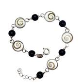 Bracelet Argent il De Sainte Lucie Et Perles Noires