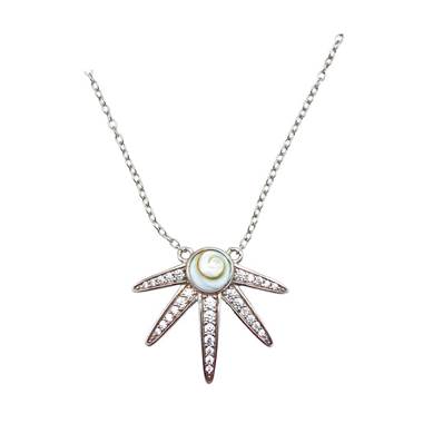 Collier Soleil Stylisé Argent 925 et Oeil de Sainte Lucie
